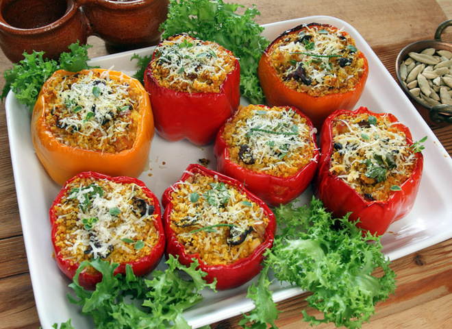 Фаршированный перец: рецепт с грибами и кускусом