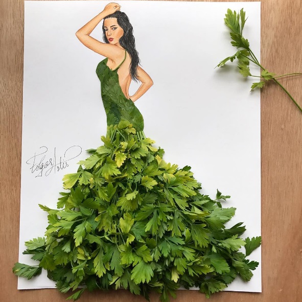 Вкусная мода: художник из Армении создает модные эскизы платьев из еды (фото)