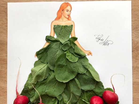 Вкусная мода: художник из Армении создает модные эскизы платьев из еды (фото)