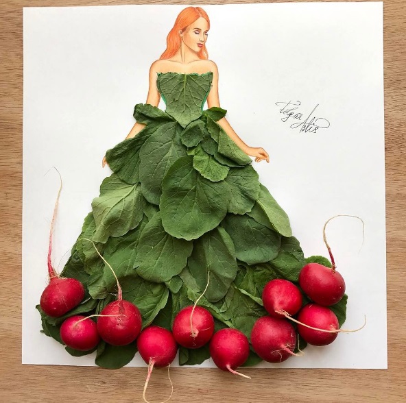Вкусная мода: художник из Армении создает модные эскизы платьев из еды (фото)