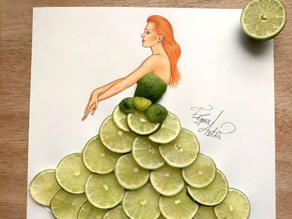 Вкусная мода: художник из Армении создает модные эскизы платьев из еды (фото)