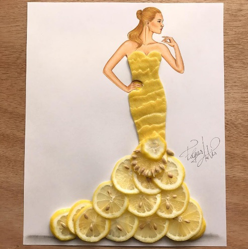 Вкусная мода: художник из Армении создает модные эскизы платьев из еды (фото)